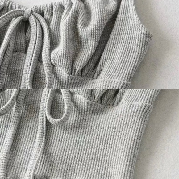 gray tie front cami camisole tank top - Picture 4 of 4